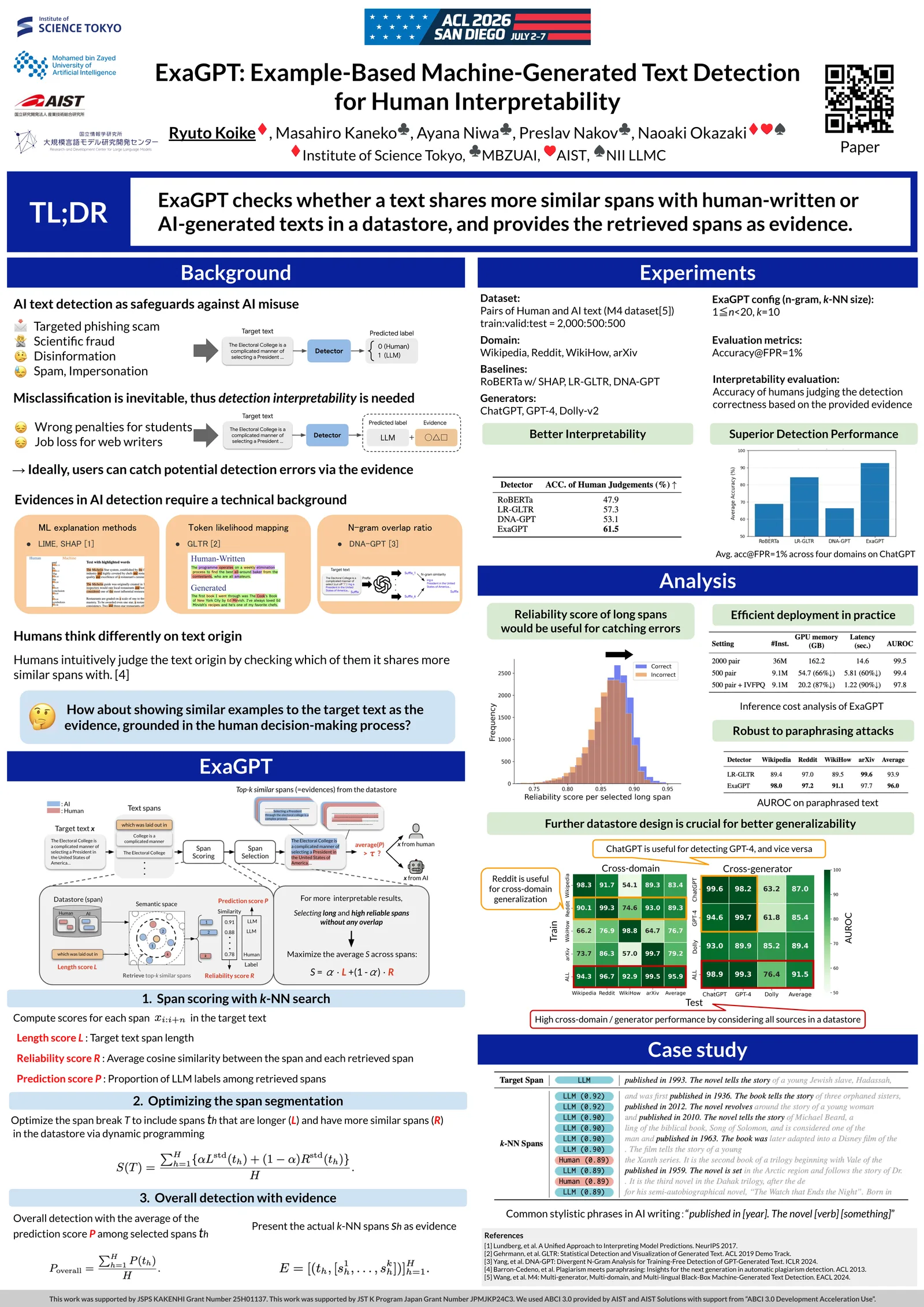 ExaGPT: Example-Based Machine-Generated Text Detection for Human Interpretability